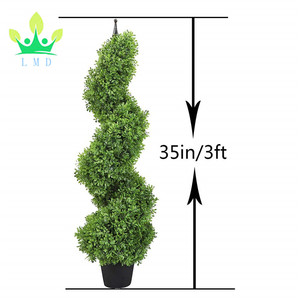Deux ensembles de 3 pieds de hauteur, arbres topiaires en spirale en feuilles de <span class=keywords><strong>buis</strong></span> artificielles en plastique, écologiques, pour intérieur/extérieur, en pot, haies vertes artificielles hautes - Product Image 4