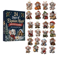 Calendrier de l'Avent de Noël 24 Jours, Ornements Suspendus Pingouin, Boîte Cadeau Surprise, Pendentif Arbre en Résine, Décoration de Fêtes