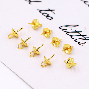 หมุดฟอยล์ทองแดงชุบทอง18K กระดุมกลีบดอกสำหรับทำเครื่องประดับ DIY - Product Image 1