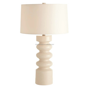 Navy Blue Embossed Cylinder Ceramic Modern Table <b>Lamp</b> with Gold Trim | Bold Elegant Lighting for Hotel Bedroom & Office - Product Image 2