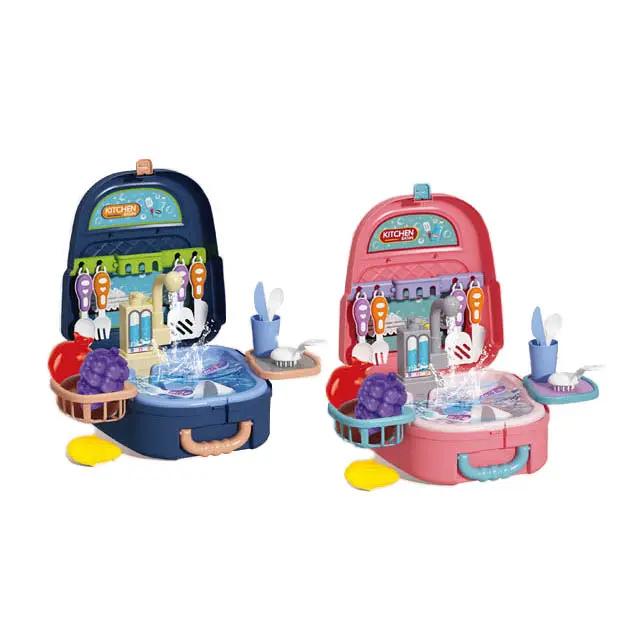 Toddler Diy Kitchen Play set 2 In 1 Pretend Play Girl Cooking Game Set da cucina giocattoli lavastoviglie elettrica giocattoli per ragazze Set da cucina