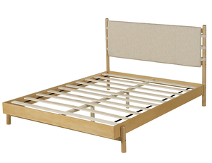 Modern Queen <b>Bed</b> <b>Frame</b> Set with 2 Nightstands Beige <b>Platform</b> <b>Bed</b> Headboard Convertible Adjustable Height Hotel Bedroom Furniture - Product Image 5