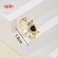 18 Karat vergoldete Kupfer legierung Herz Design Ringe mit Zirkonia für Modeschmuck Ringe Verlobung geschenk oder Party für Frauen