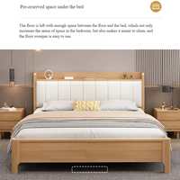 Lit double extra large en bois massif moderne fabriqué en Chine avec tête de lit rembourrée et structure robuste, meubles de chambre à coucher