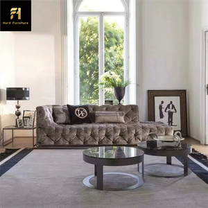Sofá de pan de terciopelo de tela de lujo contemporáneo italiano, sofá de cuero, sofá con botones para sala de estar, sofás para sala de estar - Product Image 2