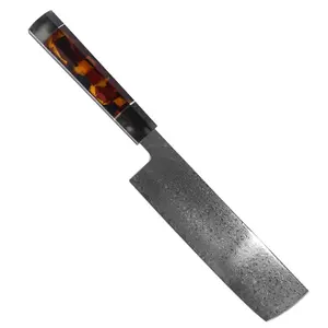 Super Sharp 7.5Inch Damascus Steel Kitchen Knife with Resin Handle Meat Cleaver Chef Knife