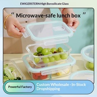 Contenants alimentaires en verre borosilicate chauffables et micro-ondables, hermétiques, grande capacité, anti-fuite, pour la vente en gros