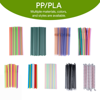 Pailles jetables en PP recyclables, vente en gros usine, diamètre intérieur 8 mm, longueur 230 mm, couleur et logo personnalisables pour fêtes et supermarchés