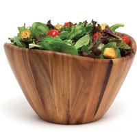 WanuoCraft Ensemble de saladiers de luxe en bois d'acacia, forme bateau, grand bol mélangeur en bois massif pour fêtes, salades, pâtes, yaourts, fruits