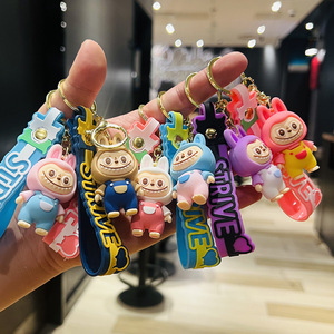 Wholesale Cartoon Anime Pendant Keychain Cute Couple Bag Car Gift PVC Schoolbag Rabbit Plastic Figurine Keychain