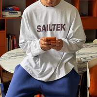 Haut unisexe à manches longues, coupe oversize, couleur unie, grammage lourd, vierge, style streetwear et loungewear, personnalisable en usine