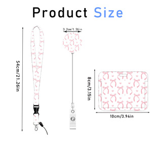 Cross-border <b>document</b> lanyard, custom designs and logos available, pink bow nurse name tag with stretch buckle. - Product Image 2