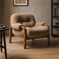 Canapé une place en bois massif style Wabi-sabi, fauteuil lounge en noyer style Mid-Century, pour le salon, le bureau ou la salle d'étude