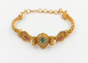 DIVYORO Vintage Inspired Gold <b>Bracelet</b> with Central Teardrop Stone Gold Plated <b>Copper</b> Brass Fashion Jewelry for Women Wedding - Product Image 3