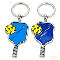 Porte-clés personnalisés OEM en métal coloré pour souvenirs sportifs : mini raquettes de baseball, volleyball, pickleball et badminton