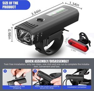 Đèn xe đạp phía trước và trở lại USB C Sạc xe đạp đèn thiết lập chu kỳ không thấm nước Đèn Phụ kiện cho đường cưỡi trong đêm - Product Image 6