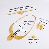 Parure de bijoux indiens plaqués or 4 pièces pour mariée, collier bib double couche, boucles d'oreilles et bague, bijoux de mariage fantaisie