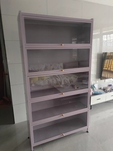 Estantería Moderna de Acero con Puertas de Vidrio, Diseño Antipolvo para Dormitorio, Muebles para el Hogar, 5 Estantes, Autoensamblaje - Product Image 6