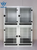 Cage à chien multifonctionnelle en acier de grande taille, chenil en acier inoxydable, classique, solide, avec bouton-pression, plateau en plastique