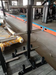 Porta Piastre Pesi Verticale Multifunzione per Fitness con Supporto per Bilanciere e Piastre Bumper - Product Image 5