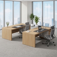 Ensemble table et chaise de bureau, design en L, bureau en bois résistant à la corrosion, design moderne, double poste de travail face à face, armoire pour 2/4 personnes