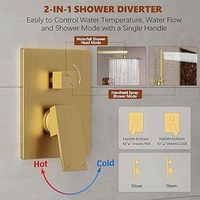 Ensemble de robinetterie de douche murale moderne avec mitigeur en céramique, pommeau de douche pluie de 10 pouces, douchette à main et kit de finition avec tuyau de 59 pouces pour usage hôtelier