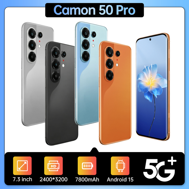 Camon 50 Pro 5G Android 15 Phone 7.3" Display 7800mAh for All-Day Entertainment & Work