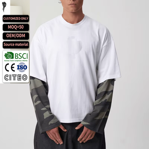 Soft Washed 100% Cotton LongSleeve <b>TShirt</b> <b>Men's</b> Oversized Streetwear Layered Camo <b>Long</b> <b>Sleeve</b> - Product Image 1