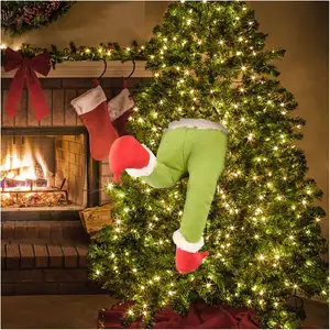 K2031 yeni yıl yılbaşı ağacı süslemeleri kürklü güzel yeşil Elf bacak süsleme noel dolması bacak oyuncak bebek parti dekor