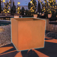 Jardinière en acier corten pour extérieur, pot à fleurs en métal pour usage intérieur/extérieur