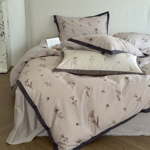 Parure de lit florale en pur coton à fibres longues 100 fils/cm² pour lit de 1,8 m – Usage domestique - Product Image 1