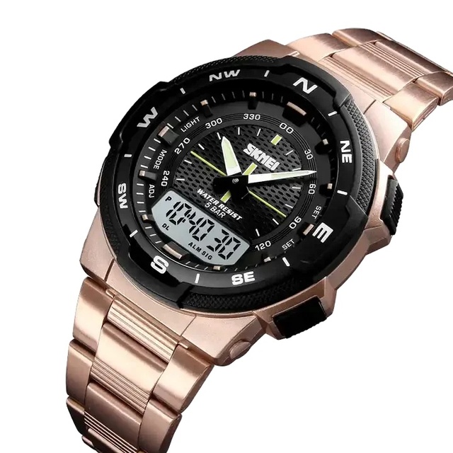 SKMEI 1370 Stopwatch Chronograph Waterproof Men's Fashion Sports Watches Stainless Steel Watches Wrist Watch Men