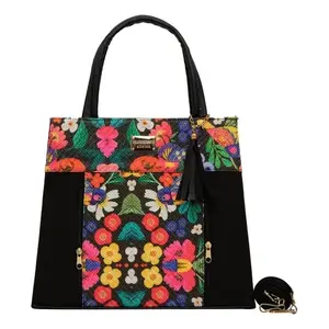 Sac fourre-tout en jute noir pour femme Emiliana, taille moyenne, motif léopard, avec fermeture éclair, pour la publicité - Product Image 1