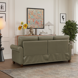 Modern Chesterfield High-End Square Convertible Living Room <b>Sofa</b> Set with Faux Leather Memory Foam and Wood <b>Legs</b> - Product Image 4