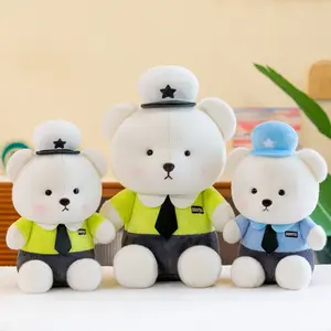 Çift polis ayı peluş oyuncak karikatür ayı bebek net kırmızı değişim bebek tatil hediye OEM üretici peluş oyuncak özel peluş maskot