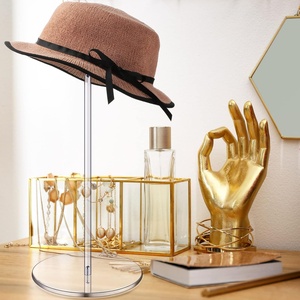 Wholesale Custom Premium Acrylic Clear <b>Hat</b> Display <b>Stand</b> for Cap Fedora Cowboy <b>Hats</b> with Pedestal Base USA Origin - Product Image 1