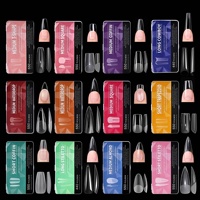 440/550 pièces/boîte Capsules d'ongles artificiels en ABS semi-mat transparent, formes Cercueil, Cowboy et Stiletto, pour extension en gel souple