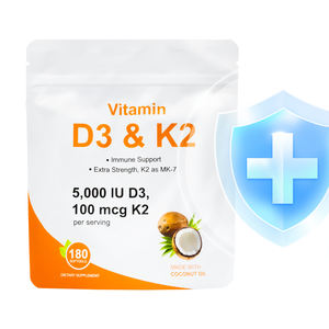 Vitamina D3 y K2 Softgels Mezcla natural Ingredientes de alta calidad para la nutrición diaria y la absorción Vitamina D3 - Product Image 1