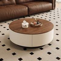 Ensemble de tables basses rondes en bois modernes et durables, combinaison de tables gigognes de luxe pour salon avec tiroir de rangement