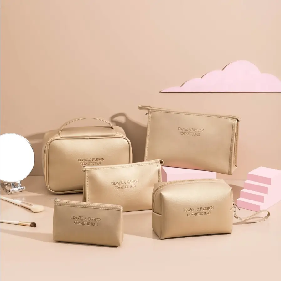 Bolsa de maquiagem com logotipo personalizado, conjuntos de bolsa para cosméticos à prova d'água para mulheres