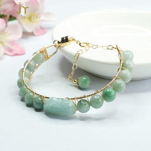 Braccialetto geometrico in pietra naturale all'ingrosso gioielli di moda braccialetti in giadeite intagliati a mano braccialetto a catena e maglia in <span class=keywords><strong>giada</strong></span> <span class=keywords><strong>verde</strong></span> Myanmar - Product Image 6