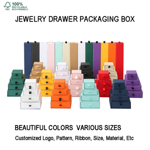 定制可生物降解丝带珠宝礼品包装戒指项链纸板抽屉盒纸质包装盒 - Product Image 3