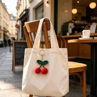 J.M. Fashion handgemaakte gehaakte kersen sleutelhanger Boho gebreide melk katoenen fruit tas hanger ornament cadeau voor vrouwen