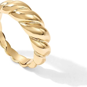 18k Gold Plated Jewelry <b>Croissant</b> Dome <b>Ring</b>, Twisted Braided Gold Plated <b>Ring</b>, and Chunky Signet <b>Ring</b> for Women - Product Image 1