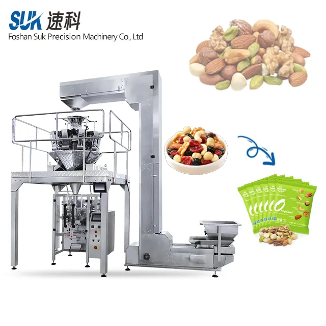 Multi-testa di pesatura noci anacardi semi di melone noci macchina confezionatrice verticale macchina confezionatrice