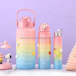 Flip Top Leakproof Durable BPA Free Non-Toxic Eco-Friendly Straw with Cap Motivational Sports 3 in 1 Water <b>Bottle</b> - Product Image 3