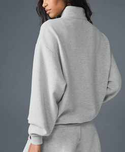 <span class=keywords><strong>Felpa</strong></span> con <span class=keywords><strong>Cappuccio</strong></span> Personalizzata di Alta Qualità in Puro Cotone Grigio, con <span class=keywords><strong>Zip</strong></span> a un Quarto e Ricamo, per <span class=keywords><strong>Uomo</strong></span> e Donna - Product Image 2