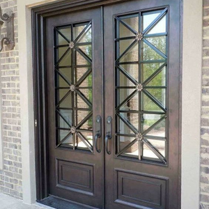 Porte extérieure en fer forgé de style français moderne avec vitrage de sécurité personnalisé - Product Image 2