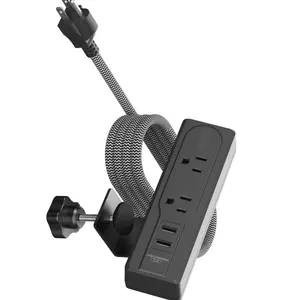 Conference Hidden Socket Recessed 2 outlets Power Strip Flat Plug, Furniture Aluminum in Desk Outlet with USB Ports