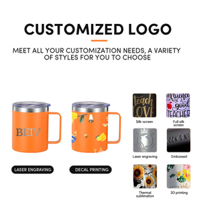Logo personnalisé de 12oz gobelet sous vide à double paroi en acier inoxydable voyage camping isolé tasse à café avec poignée - Product Image 4